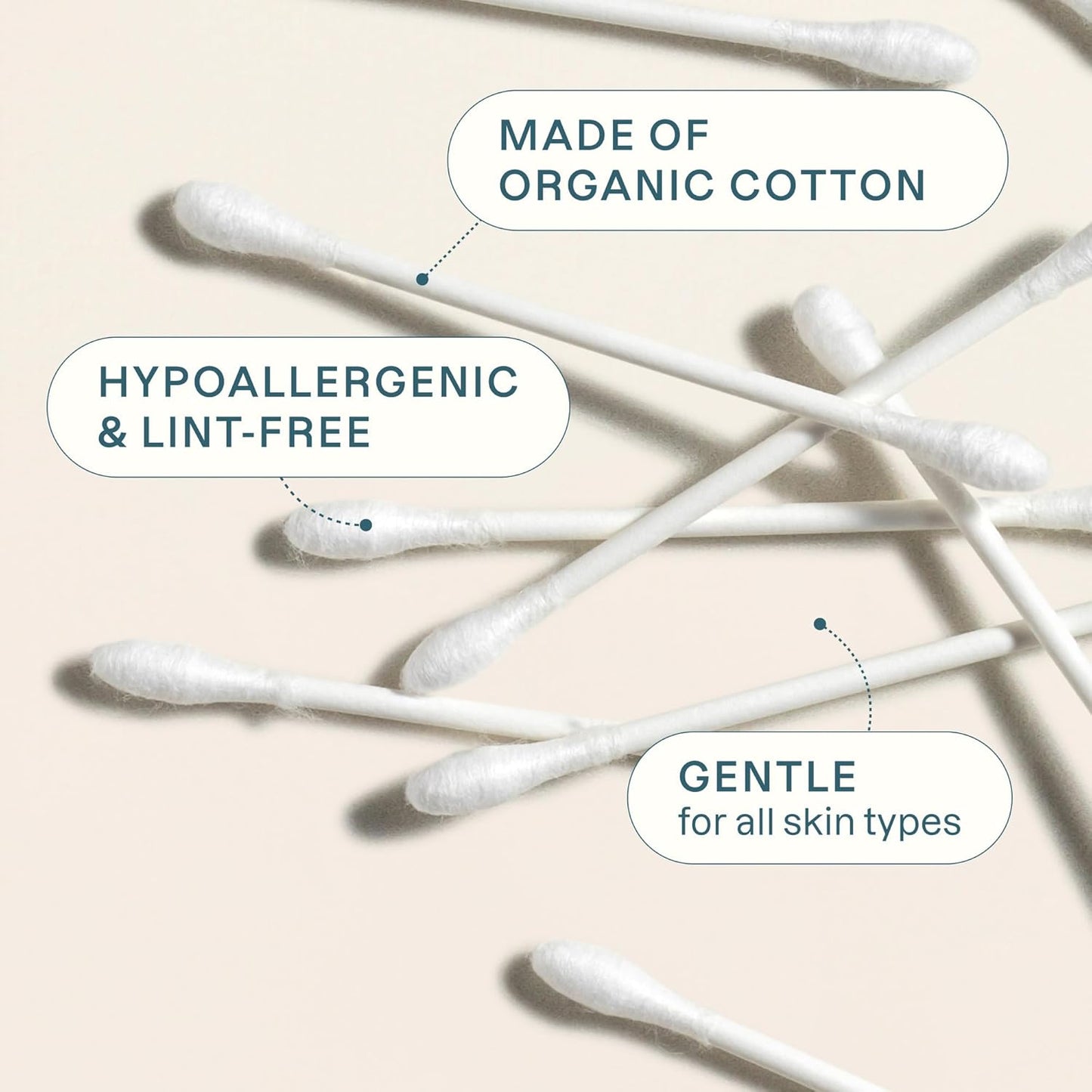 Cliganic Organic Cotton Swabs, 500 Count - 100% Pure Natural Cotton, Chlorine-Free Hypoallergenic, Soft, Gentle & Absorbent Buds