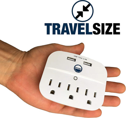 Cruise Approved Power Strip - Non Surge Protector for Cruise Ship with 2 USB Outlets - Cruise Ship Essentials 2024 for Carnival, Princess, Norwegian, Holland America, MSC & Major Cruise Lines (White)